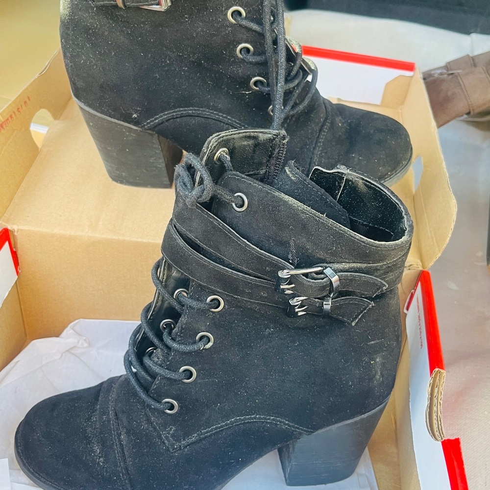 Black Ankle Boots with Buckle Detail